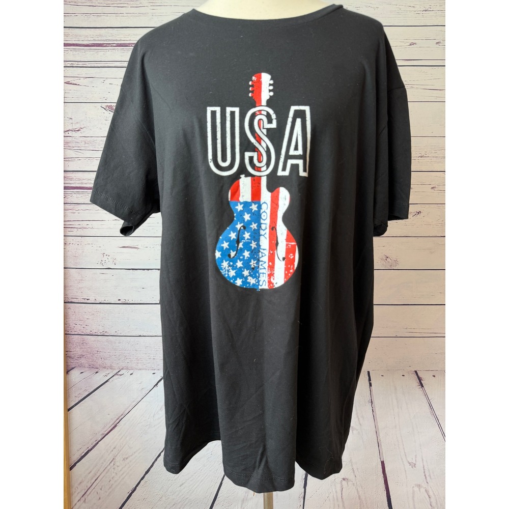 Cody James T-Shirt Mens XL‎ Black USA Guitar American Flag Graphic Tee Mens